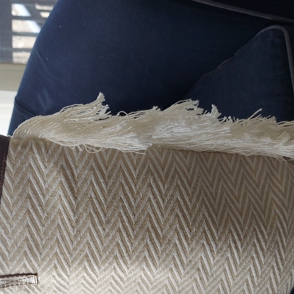 Nalini Off-White Boho Chic Herringbone Chevron Print Fringe Nnit Tassel Tote Bag - Picture 7 of 13